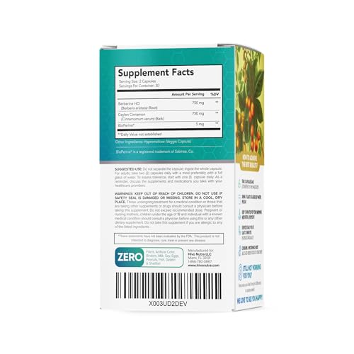 3X Strength Berberine Supplement with Ceylon Cinnamon & Bioperine 1500mg Weight Management Support - 60 Vegan Capsules