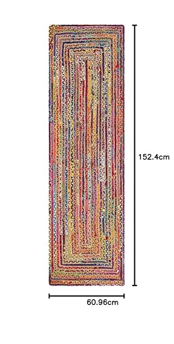 Habere India-All the Cultures Fabricating India Jute Carpet for Living Room, Jute Floor Mat, Rugs for Living Room, Jute Centre Table Carpet (Multicolor, 2*5 Rectangular)