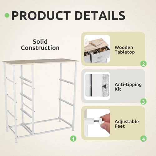 GOOBED Dresser for Bedroom, 7 Drawers Fabric Dresser, Organizer Unit for Living Room, Hallway, Closets - Sturdy Steel Frame, Wooden Top & Easy Pull Fabric Bins, Light Gray