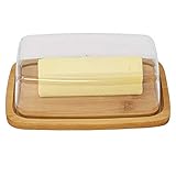 Bamboo Butter Dish With Dome Lid Cheese Server Sliced Vegetable Tray