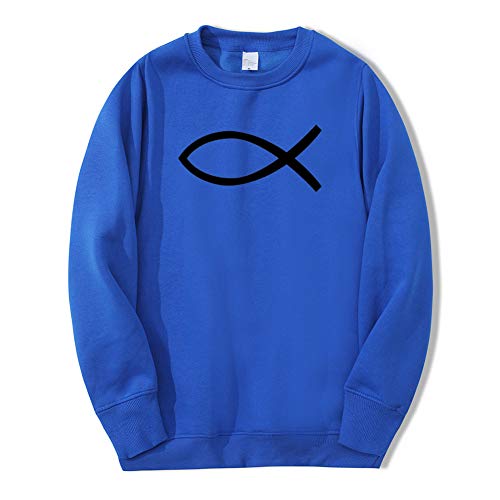 Preisvergleich Produktbild NANWEIYI Sweatshirt Fisch gedruckt Sweatshirt Herbst Herren Hoodies warme Loose Fit Trainingsanzug Streetwear, blau 1, M