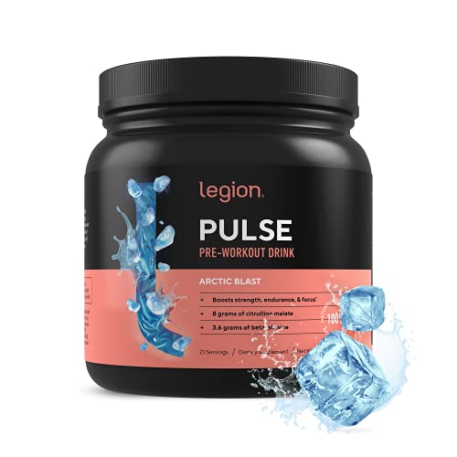 Legion Pulse Pre Workout Supplement - All Natural Nitric Oxide Preworkout Drink to Boost Energy, Creatine Free, Naturally Sweetened, Beta Alanine, Citrulline, Alpha GPC (Arctic Blast) 21 Servings