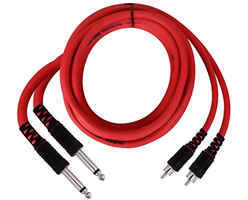 - Hakuho 2 Jack 6.35Mm 1/4 Inch Jack To 2Rca Male Mx Audio Cable 2 Rca Male To 2 Jack Male Guitar Aux Cable For Home Theater Dvd Speaker Headphone Mixer Amplifier (Red) (1.5 Meter)