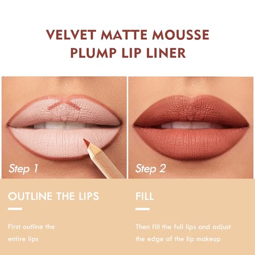 Espoce Lip Liner Set, 12Pcs Oak Brown Pink Red Series Lip Liner, Smooth and High Pigmented Lip Makeup Pencil - Thumbnail 4