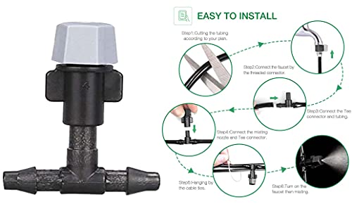 DIY Crafts Water Misting Cooling System Kit Summer Sprinkler Nozzle Outdoor Garden Greenhouse Park Plant Spray Hose Watering Sprayer (6 Pcs Misting Kit, Included Pipe + Faucet Connector + Accessory)