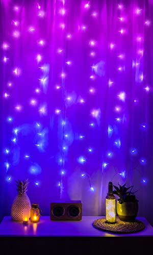 Merkury Innovations Curtain Lights, Cascading Battery-Operated LED Lighted Backdrop Curtain for Bedroom, Wedding
