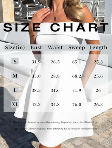 Image of XXTAXN Women's Sexy Off Shoulder Sleeveless Wedding Guest Party Club A Line Mini Dress White