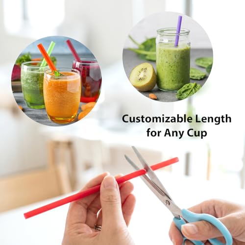 Image of Tomnk 10.3 inch Jumbo Smoothie & Milkshake Disposable Straws, 60 Pack Colorful | 0.4 inch Wide Food-Grade BPA-Free Plastic Straws for Thick Smoothies, Milkshakes, Iced Coffee, Bubble Tea & 12-24oz Tumblers