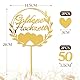 5pcs Tortendeko Goldene Hochzeit Acryl Cake Topper 50 Golden Years Kuchendeko Gold Glitzer 50 Jahrestag in Deutsch Geburtstag Torten Topper Tortenstecker Goldene Hochzeit Jubiläum Dekoration