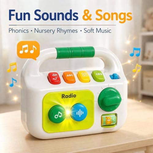 Image of Brand Conquer Baby Musical Toy for 1+ Year, Interactive Learning with Lights & Sounds, Educational ABC Numbers Shapes Songs Toy, Portable Toy Early Development Gift for Boys & Girls (Radio)