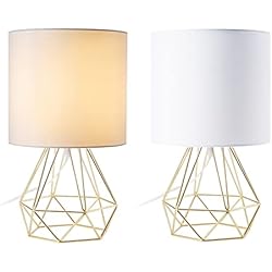 Lampara Oro Mesita De Noche VONLUCE 2PCS Lámpara de Mesita de Noche en Forma de Diamante Lámpara de Mesa Moderna para Salón y Dormitorio Lámpara Luz de Noche Color Dorado