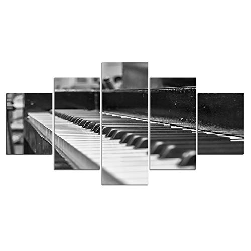 KANGZEDT Pintura sobre lienzo - 5 piezas 150*80CM Instrumento musical piano Cuadro...