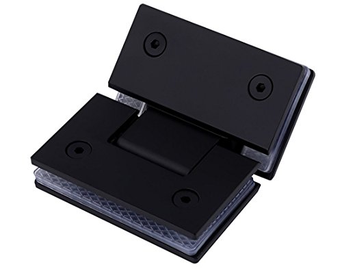 Ranbo Heavy Duty 135 Degree Glass Door Cupboard Showcase Cabinet Clamp Frameless Pivot Glass Shower Doors Hinge Replacement Parts Wall-To-Glass,304 Stainless Steel Black (135 Degree) #TOP9