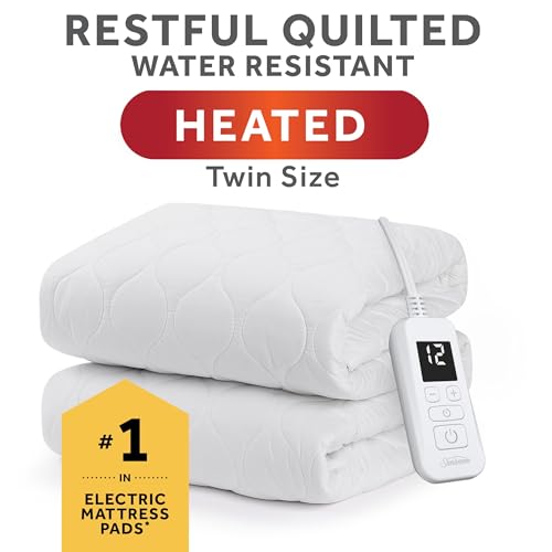 Sunbeam Waterproof Heated Mattress Pad, Twin, MSU6STS-T000-11A00