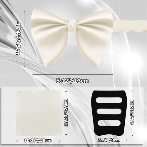 Image of Mens Bow Tie Pre Tied Oversized Bow Ties for Men Satin Bowties for Tuxedo Wedding Party Banquet