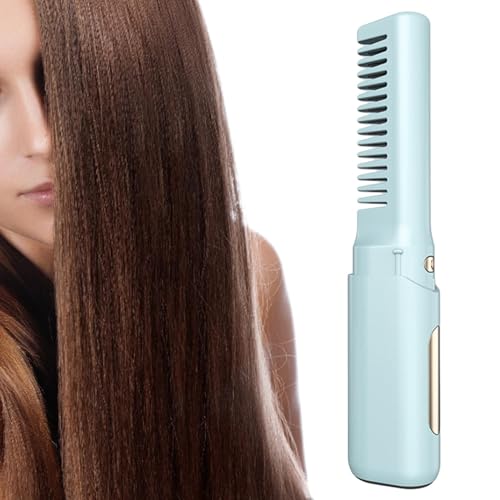 Cepillo Alisador de Pelo Portátil con Carga USB Azul miniatura 5