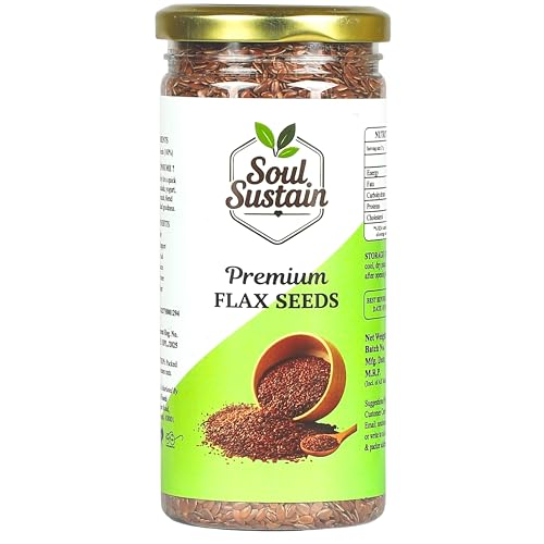 Image of SoulSustain Flax Seeds Raw 250g | Alsi Seeds for Eating, Smoothies, Baking, Weight Management, Fiber Rich, Omega 3 Source, Vegan Superfood, Roasted or Raw Use, Daily Nutrition Seeds for Men Women