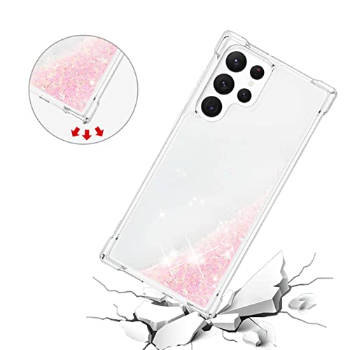 Transparent Liquid Case für Galaxy S23 Ultra, Gel Silicone Phone Case Glitter Floating Liquid Cover Ultra Slim Bumper Case Sparkly Back Case Resistant Hard Compatible with Samsung Galaxy S23 Ultra