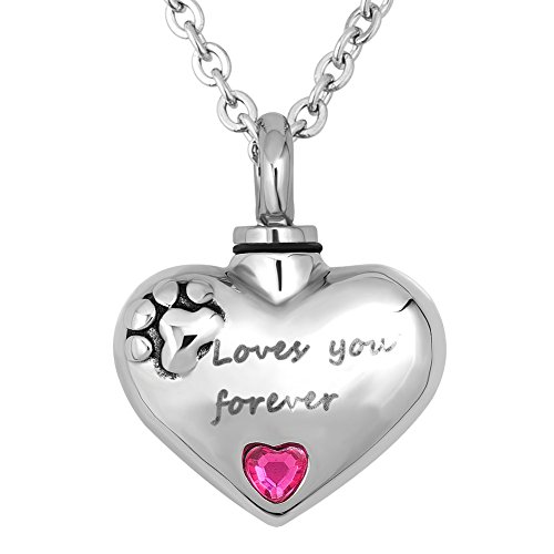 Mel Crouch Pink Crystal Urn Necklaces Heart Urn Jewelry Ashes Holder Love You Forever Dad Mom Grandma Memorial Jewelry Keepsake Cremation Necklace (Love You Forever)