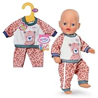 BABY Born Jogginganzug mit Dschungelmotiv zum Aufklappen, Sweatshirt & Leo-Hose - Hochwertiges Puppenzubehör - Kleidung geeignet für alle Puppen der Größe 36 cm