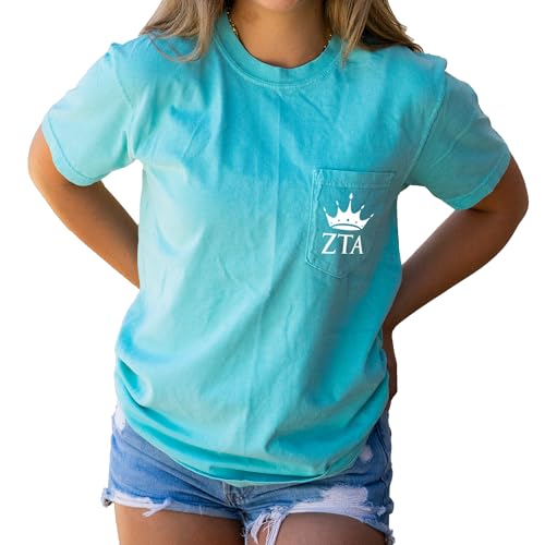 Zeta Tau Alpha Crown Pocket Tee Mint