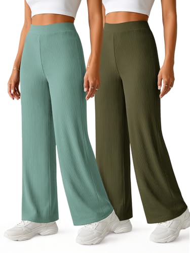 Image of Prenuem Women's High Waist Flared Korean Trousers, Trendy Casual Wear for Daily & Travel Use (Available in Plus Size)