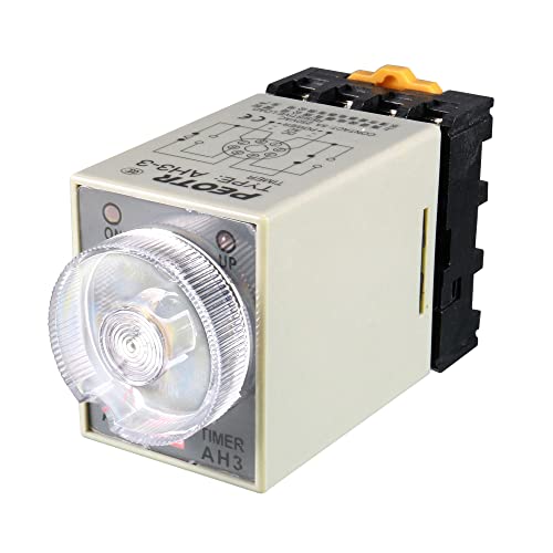 Sourcingmap AC 110V 8P 0-60 Minutes Range Adjustable Delay Timer Time Relay AH3-3 + Base, 60M w base
