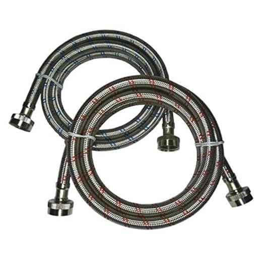 Premium Stainless Steel Washing Machine Hoses, 6 Ft Burst Proof (2 Pack) Red and Blue Striped Water Connection Inlet Supply Lines - Lead Free