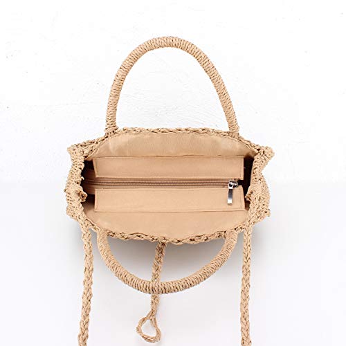 Image of Teeya Straw Crossbody Bag Women Weave Shoulder Bag Round Summer Beach Purse and Handbags