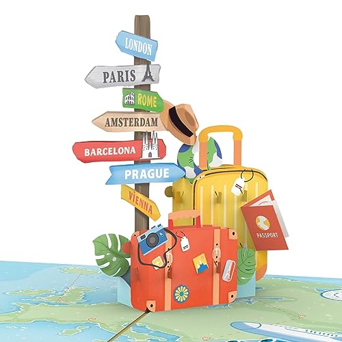 papercrush® Pop Up Carte cadeau « Bon voyage » (Europe) – Carte de voeux 3D pour vacances à Londres, Paris & Rome, Carte d'anniversaire pour elle pour...