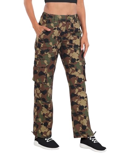 HDE Women's Cargo Pants High Waisted Baggy Y2K Streetwear Pant with 6 Pockets3