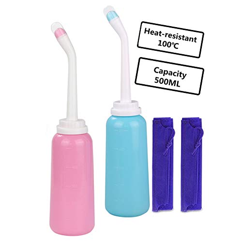 CROING-2 pcs 500 ml -Bidet Facile, Bidet Portable pour Voyage avec Sac - Maman Biberon Peri Peri pour les Soins Post-partum - Maman Rondelle pour la Récupération Périnéale et le Nettoyage