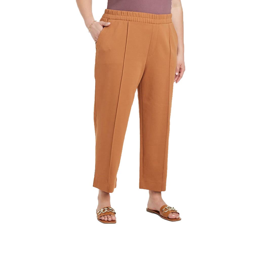 A New Day Womens High-Rise Slim Straight Fit Ankle Pull-On Pants Brown 4X