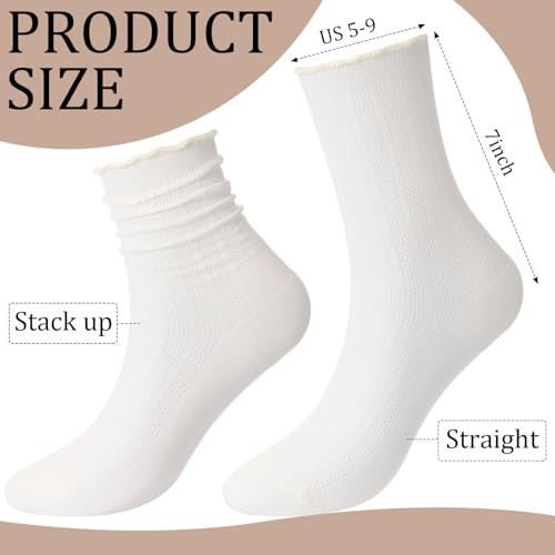 6 Pairs Womens Ruffle Slouch Socks Thin Mesh Breathable Casual Lace Cotton Crew Socks Cute Ankle Stockings for Women2