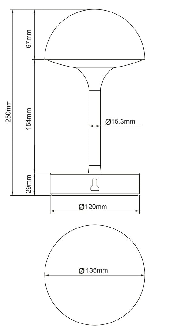HSL – SIRIUS LED Akku Tischlampe dimmbar – IP44 Outdoor Kabellose Tischleuchte mit Touch – Mit Ladefunktion & USB-C – Warmweiß bis Kaltweiß – 3 Helligkeitsstufen – Wiederaufladbar – Schwarz – Ø 13,5cm