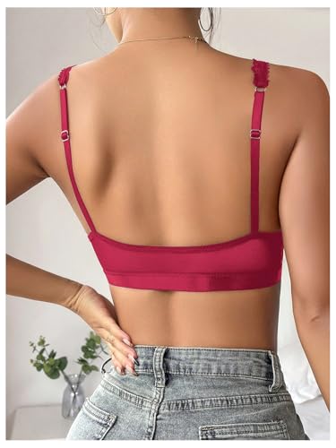 Image of SOLY HUX Women's Lace Bras Deep V Neck Wireless Bra Comfort Everyday Bralette