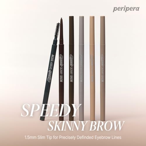 Image of PERIPERA Speedy Skinny Brow (01 Gray Brown),1.5mm Precise Eyebrow Pencil, Dual-Sided Fine Tip Shades, Define Fills Brow Make up, K Beauty, Korean Make-up, Safe for Sensitive Skin