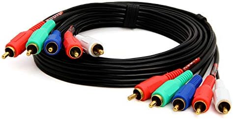 Cmple 5-RCA Male to 5RCA Male RGB Component Audio Video Cable for HDTV - Gold Plated RCA to RCA - 6 Feet, Black