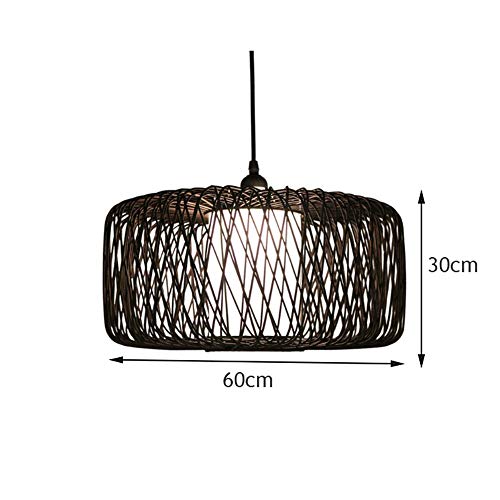 Lustre chinois en bambou et rotin suspension DIY eclairage simple - 5