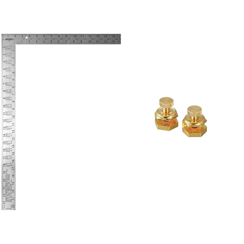 Johnson Level & Tool CS9 16" x 24" Steel Framing Square, Silver & 405 Stair/Square Gauge Set, Brass Plated, 2 Pack