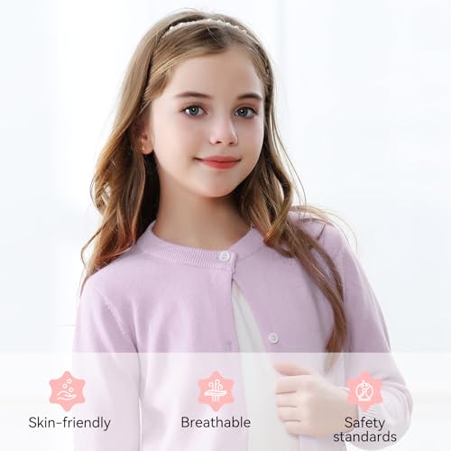 Zando Girls Cardigan Sweater Cotton Girls Long Sleeve Sweater Crewneck Button Up Knit Sweaters for Girls 4-12 Years2