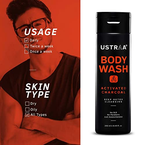 USTRAA Body Wash- Activated Charcoal - 250 ml - Deep Skin Detox with Activated Charcoal - Image 5