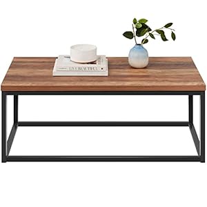 Best Choice Products 44in Modern Industrial Style Rectangular Wood Grain Top Coffee Table, Rustic Accent Furniture for Living Room w/Metal Frame, 1.25in Thick Butcher Block Tabletop – Brown