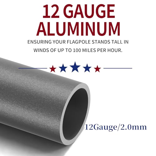 IIOPE 20FT Heavy Duty Flag Pole, 12-Gauge Aluminum, 100MPH Wind Tested | Extra Thick Residential & Commercial Flagpole Kit for Outside House – Includes USA Flag & All Hardware to Fly Two Flags