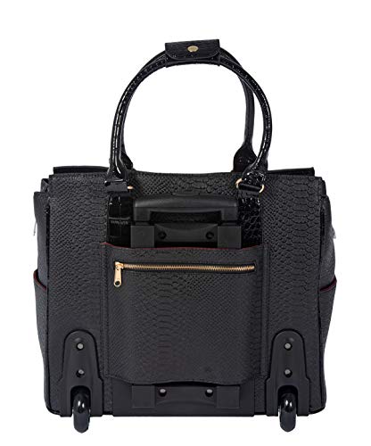 Image of JKM & Company Rolling Laptop Bag for Women | Designer Wheeled Briefcase | Fits 13-17 inch Laptops | Office Travel Computer Case