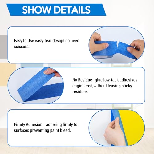 Image of VOISEN 21 Packs Painters Tape, Blue Painters Tape, 2 Inch Wide (1.85 in x 55 Yds), Masking Tape for Multi-Purpose, Masking Tape Bulk,DIY Artist Craft Arts, Decoration, Drafting, No Residue
