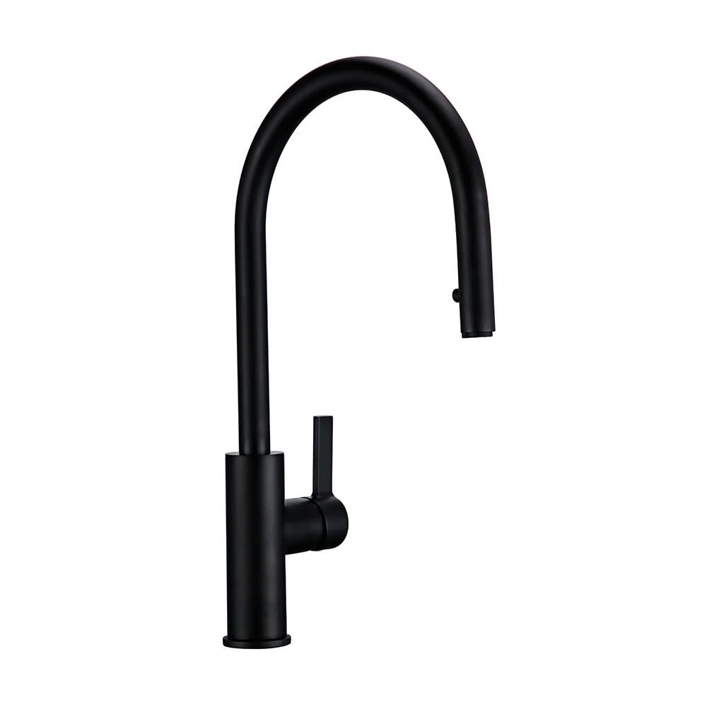 BHFPFZA Brushed d Kitchen Faucet - Single Hole Deck Mounted Brass Cold & Hot Water Mixer with Pull-Out Sprayer for Modern Sin - & Slish Tap for Home Upgrade
