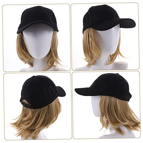 Hat Wig Golden Hat Straight Hair Wig Blonde Wig Hat for Black Women Hat with Hair for Women Short Baseball Cap Hair Accessories for Women Hair Cap - Image 4
