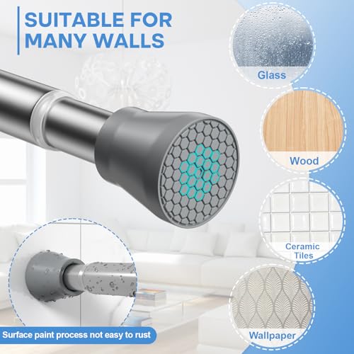 Image of Shower Curtain Rod 45-77 Inch Silver Shower Rod Tension Rod Adjustable Curtain Rod No Drilling Tension Curtain Rod Shower Rods for Bathroom Tension Shower Curtain Rod