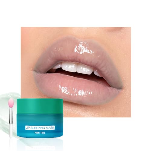 Image of FeiCuiYun Lip Sleeping Mask, Moisturization and Antioxidants, Nourish, Hydrate, Flaky, Dry Lips, Includes Softapplicator Brush (Mint, 1Pcs)